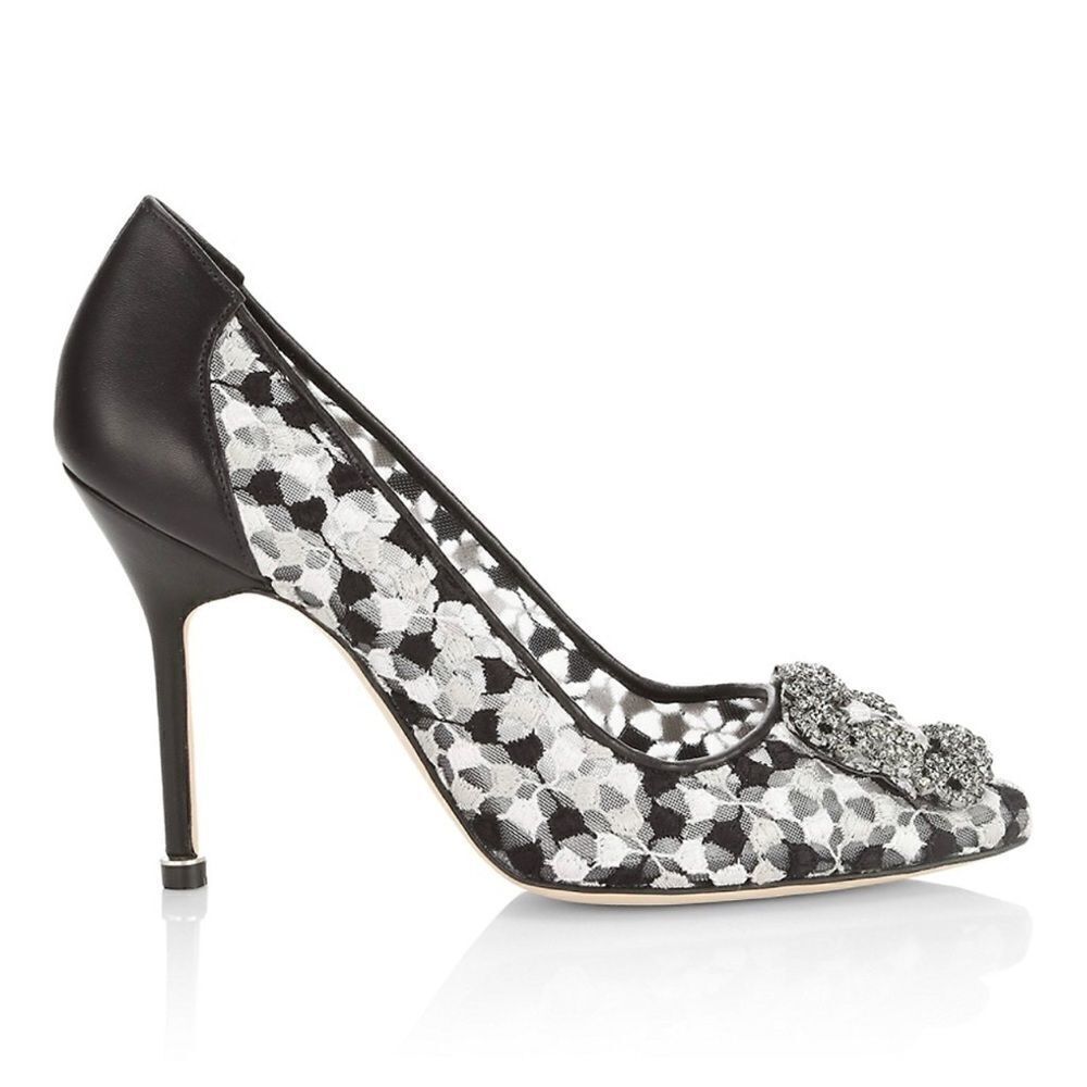 Manolo Blahnik Hangisi 105 Embellished Embroidered Pumps size 36